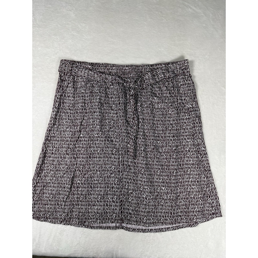 Cecil Women's Printed Tie Waist Skirt Size Large Burgundy White Viscose